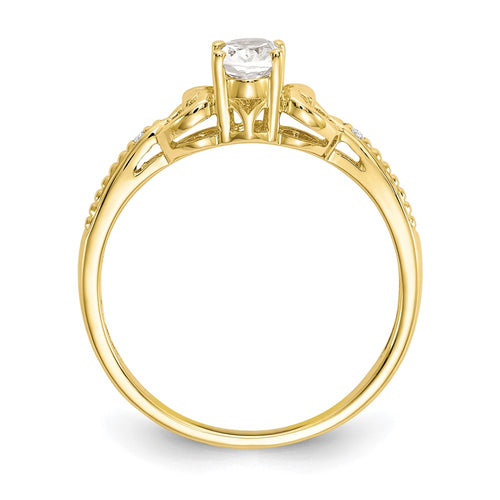 10k 6x4mm Oval April/ White Topaz and Diamond Ring