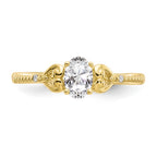 10k 6x4mm Oval April/ White Topaz and Diamond Ring