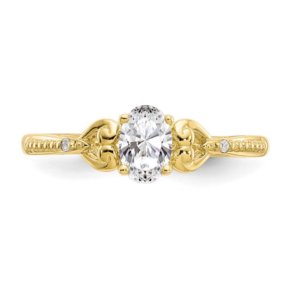 10k 6x4mm Oval April/ White Topaz and Diamond Ring