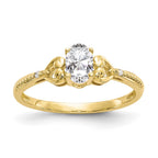 10k 6x4mm Oval April/ White Topaz and Diamond Ring
