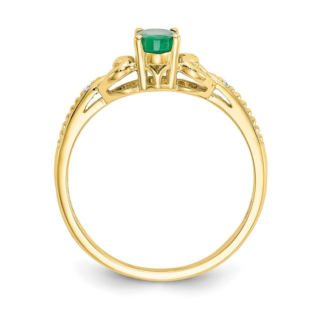 10k 6x4mm Oval May/ Emerald and Diamond Ring