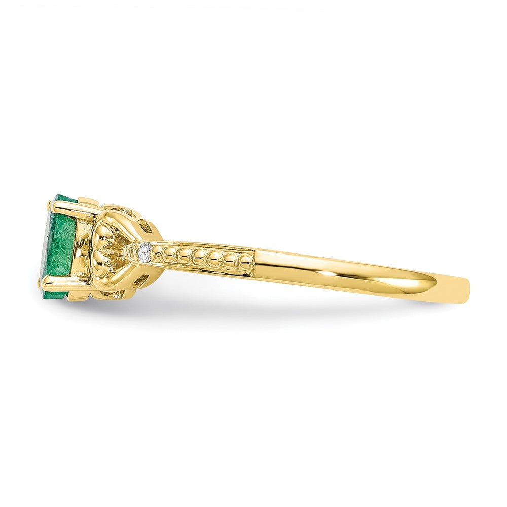10k 6x4mm Oval May/ Emerald and Diamond Ring