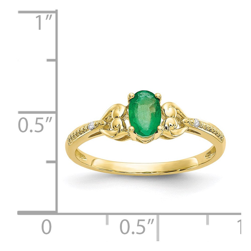 10k 6x4mm Oval May/ Emerald and Diamond Ring