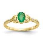10k 6x4mm Oval May/ Emerald and Diamond Ring