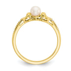 10K 4.5mm Round June/ Freshwater Cultured Pearl and Diamond Ring