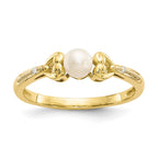 10K 4.5mm Round June/ Freshwater Cultured Pearl and Diamond Ring