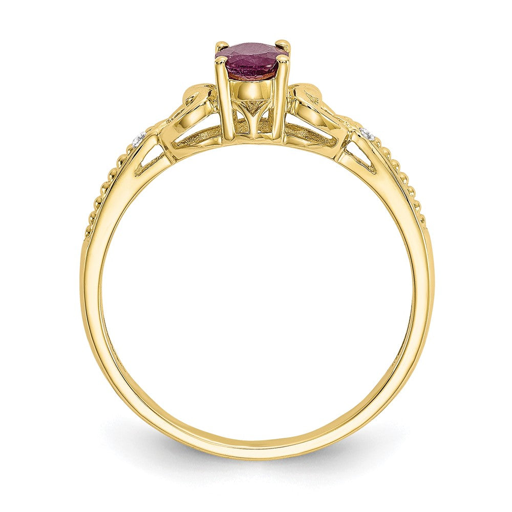 10k 6x4mm Oval July/ Ruby and Diamond Ring