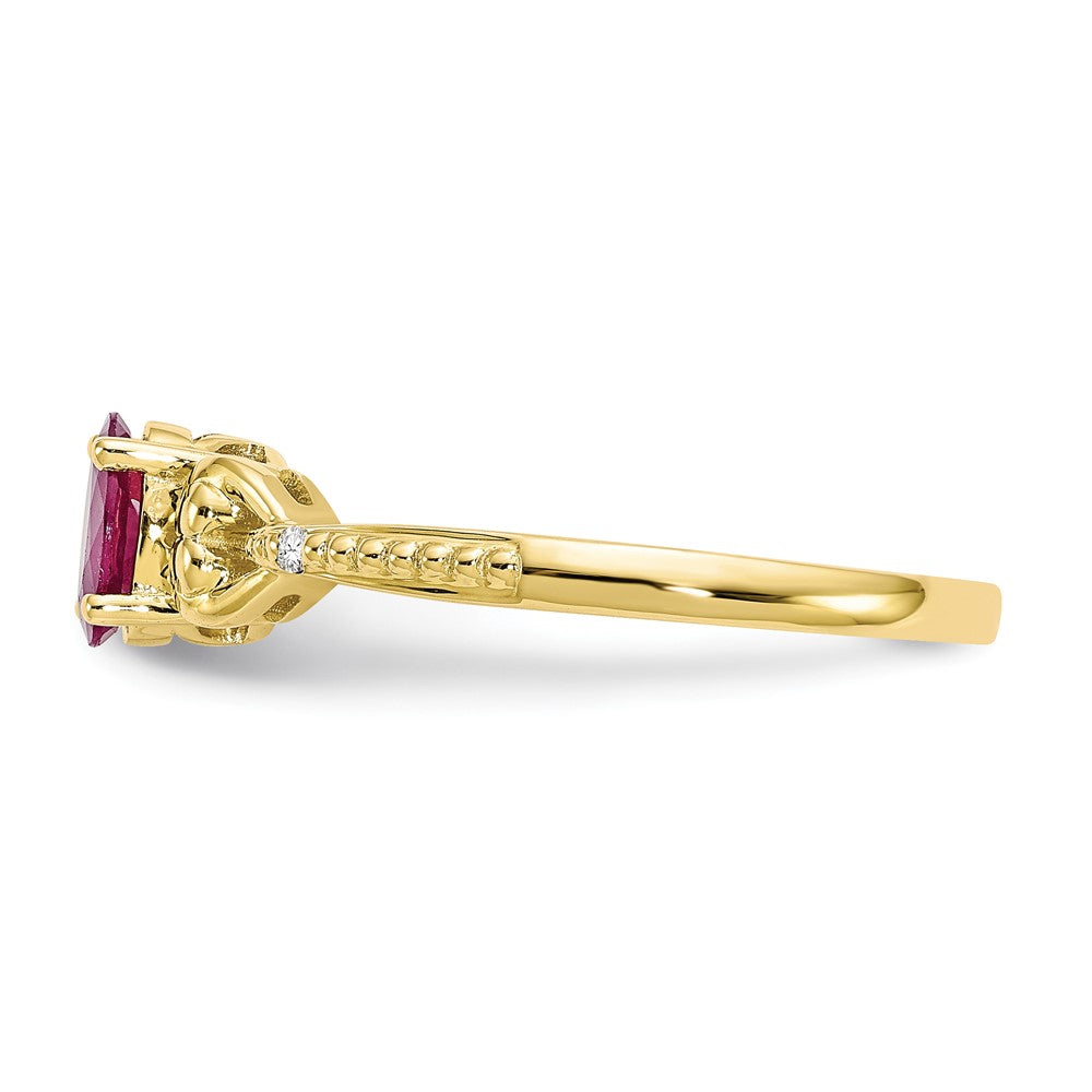 10k 6x4mm Oval July/ Ruby and Diamond Ring