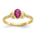 10k 6x4mm Oval July/ Ruby and Diamond Ring