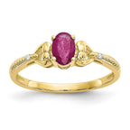 10k 6x4mm Oval July/ Ruby and Diamond Ring