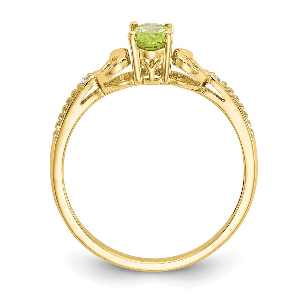 10k 6x4mm Oval August/ Peridot and Diamond Ring