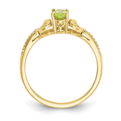 10k 6x4mm Oval August/ Peridot and Diamond Ring
