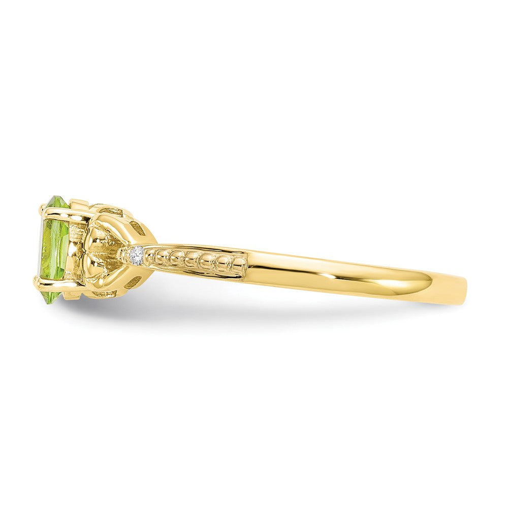 10k 6x4mm Oval August/ Peridot and Diamond Ring
