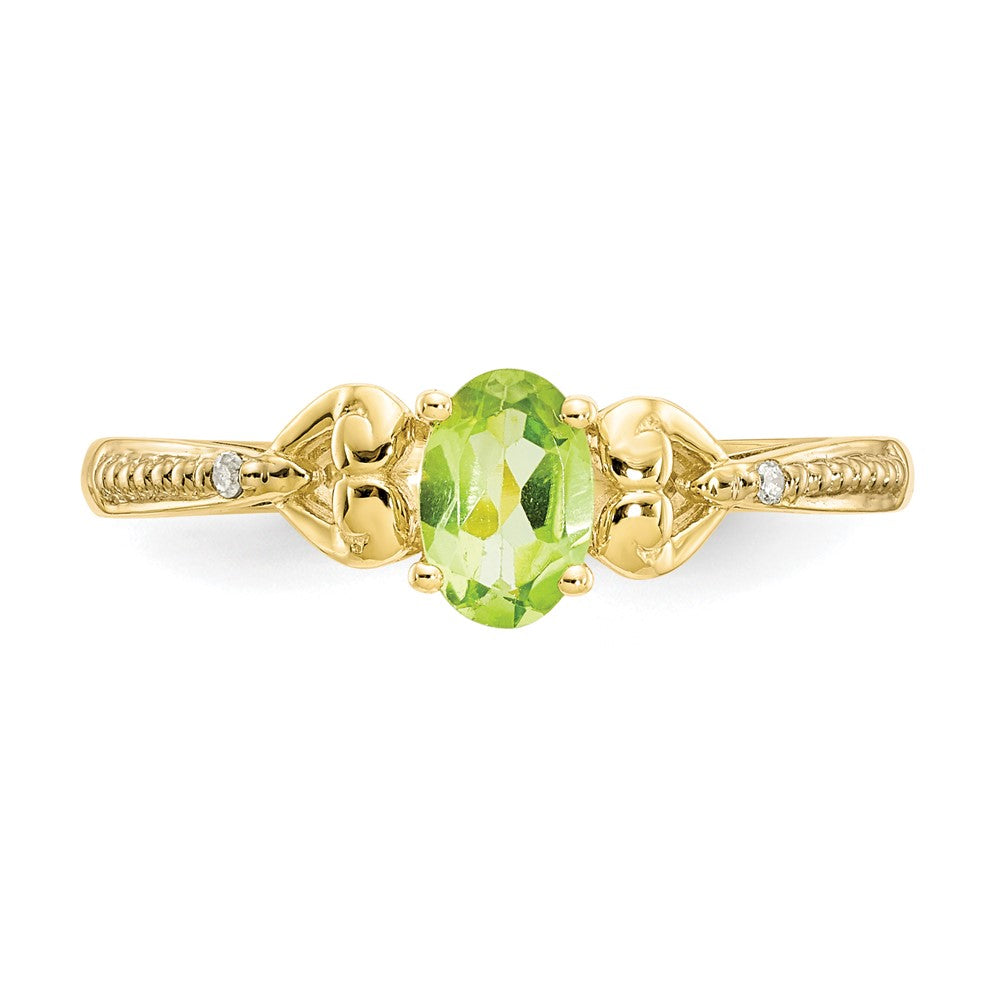 10k 6x4mm Oval August/ Peridot and Diamond Ring