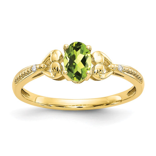 10k 6x4mm Oval August/ Peridot and Diamond Ring