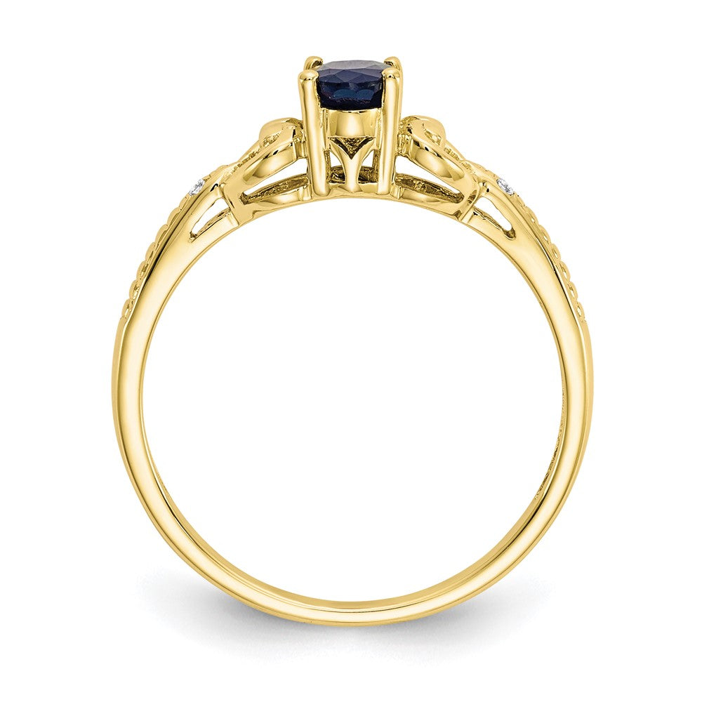 10k 6x4mm Oval September/ Sapphire and Diamond Ring