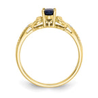 10k 6x4mm Oval September/ Sapphire and Diamond Ring