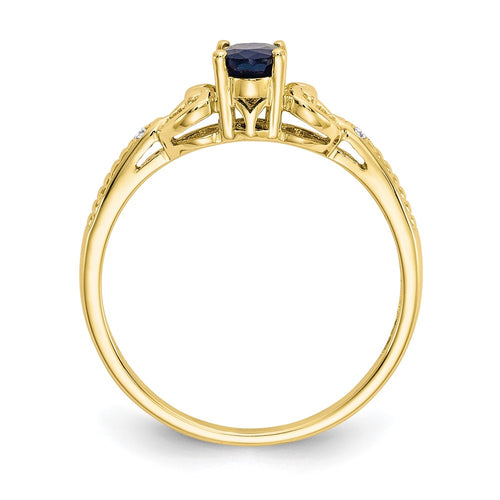 10k 6x4mm Oval September/ Sapphire and Diamond Ring