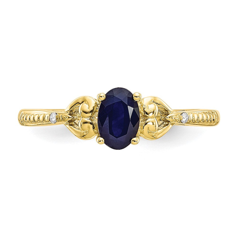 10k 6x4mm Oval September/ Sapphire and Diamond Ring