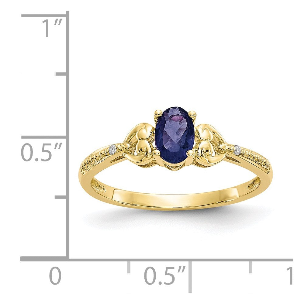 10k 6x4mm Oval September/ Sapphire and Diamond Ring