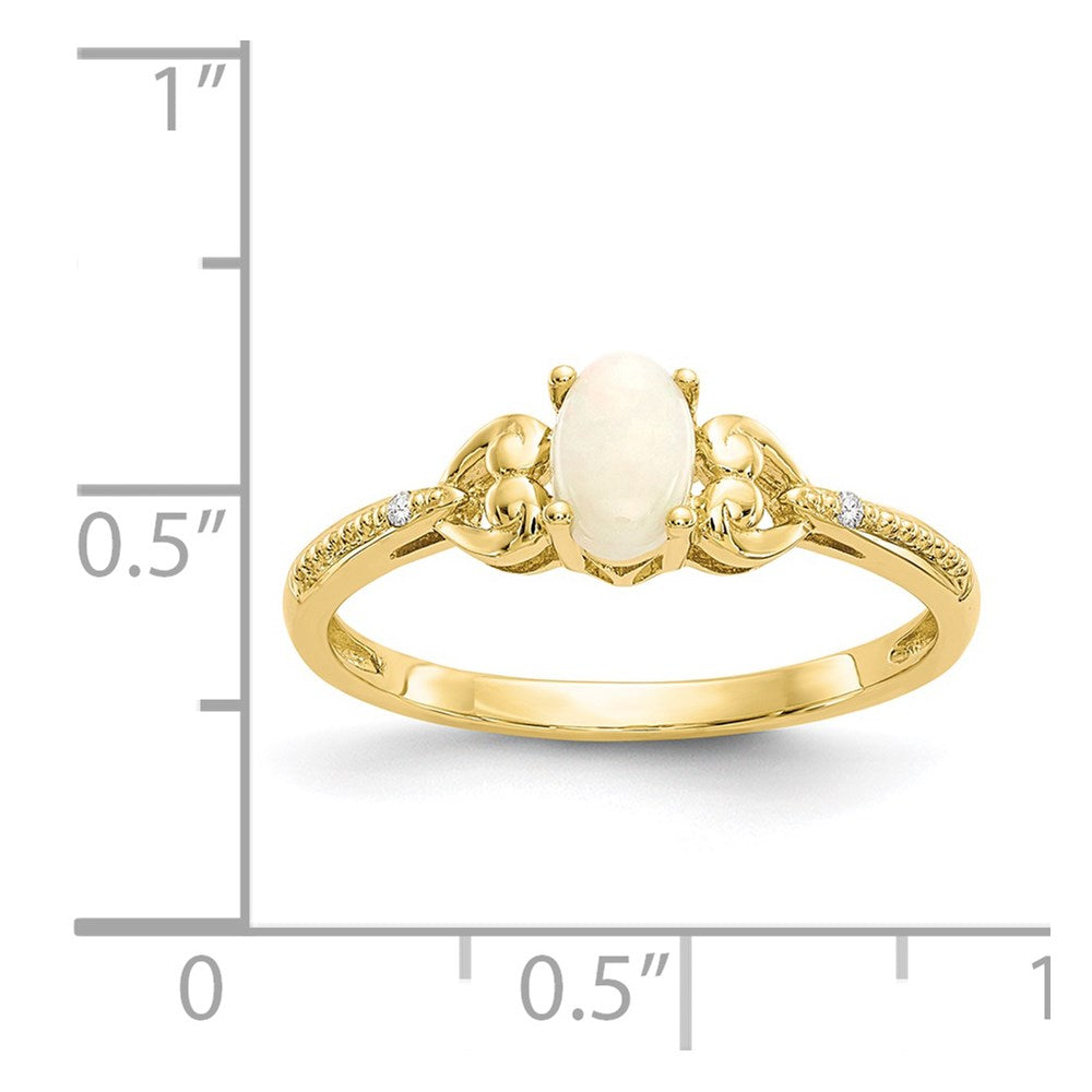 10k 6x4mm Oval October/ Opal and Diamond Ring