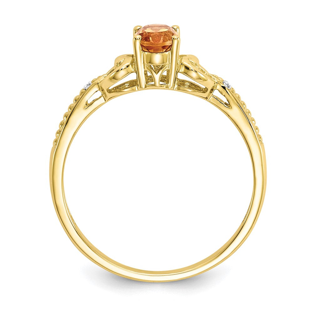 10k 6x4mm Oval November/ Citrine and Diamond Ring