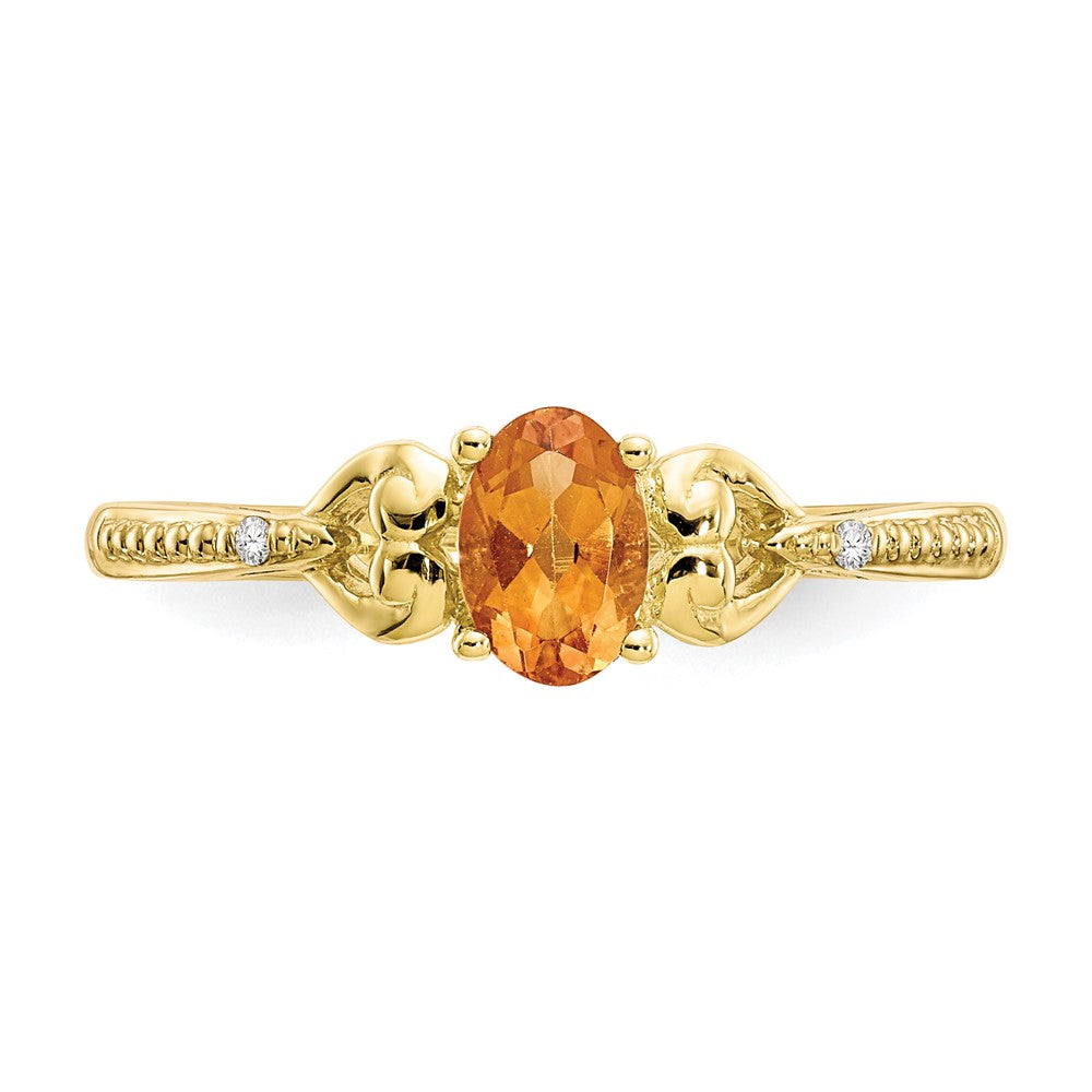 10k 6x4mm Oval November/ Citrine and Diamond Ring