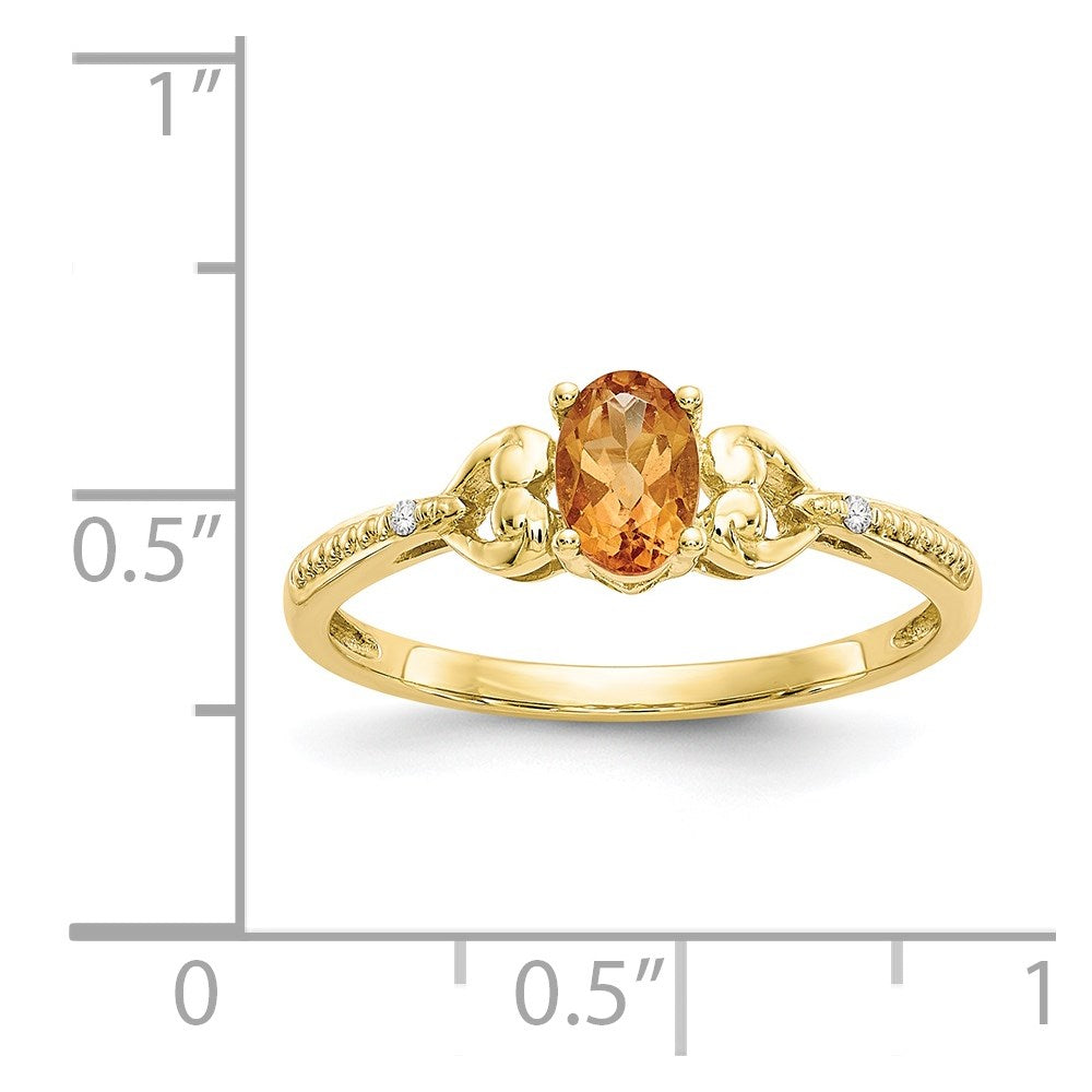 10k 6x4mm Oval November/ Citrine and Diamond Ring