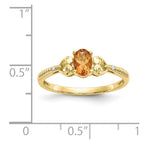 10k 6x4mm Oval November/ Citrine and Diamond Ring