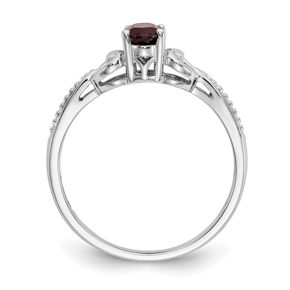 10k White Gold 6x4mm Oval January/ Garnet and Diamond Ring