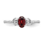 10k White Gold 6x4mm Oval January/ Garnet and Diamond Ring
