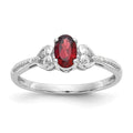 10k White Gold 6x4mm Oval January/ Garnet and Diamond Ring