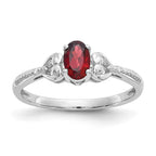 10k White Gold 6x4mm Oval January/ Garnet and Diamond Ring