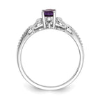 10k White Gold 6x4mm Oval February/ Amethyst and Diamond Ring