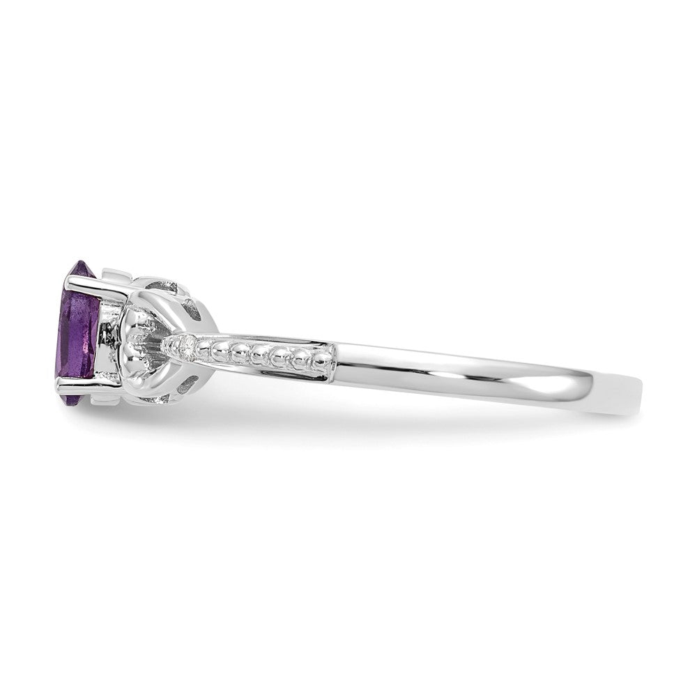 10k White Gold 6x4mm Oval February/ Amethyst and Diamond Ring