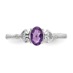 10k White Gold 6x4mm Oval February/ Amethyst and Diamond Ring