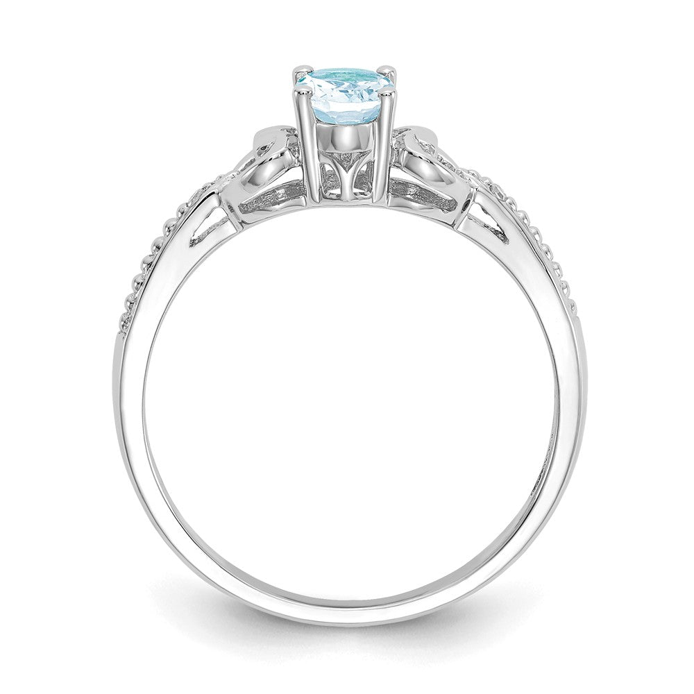 10k White Gold 6x4mm Oval March/ Aquamarine and Diamond Ring