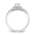 10k White Gold 6x4mm Oval March/ Aquamarine and Diamond Ring