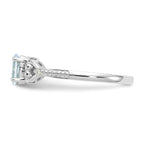 10k White Gold 6x4mm Oval March/ Aquamarine and Diamond Ring