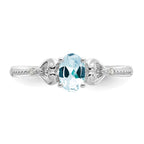 10k White Gold 6x4mm Oval March/ Aquamarine and Diamond Ring