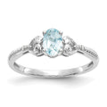 10k White Gold 6x4mm Oval March/ Aquamarine and Diamond Ring