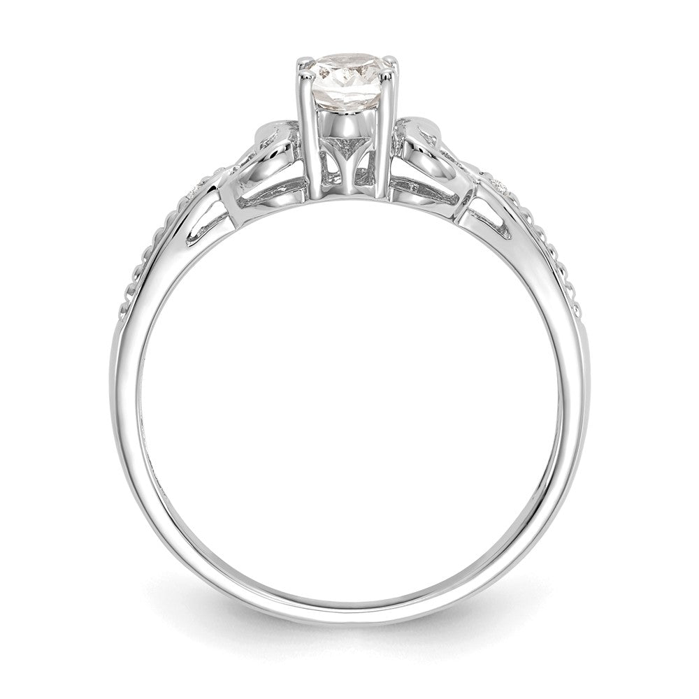 10k White Gold 6x4mm Oval April/ White Topaz and Diamond Ring