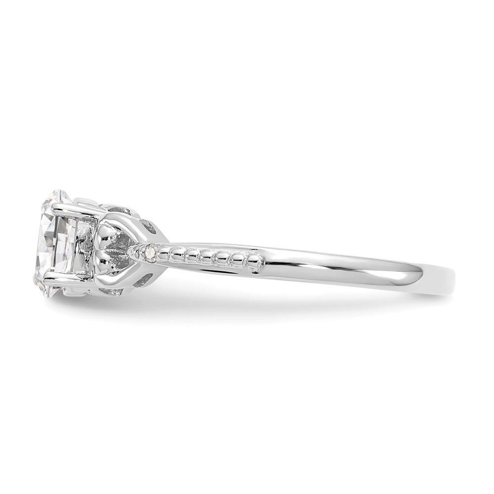 10k White Gold 6x4mm Oval April/ White Topaz and Diamond Ring