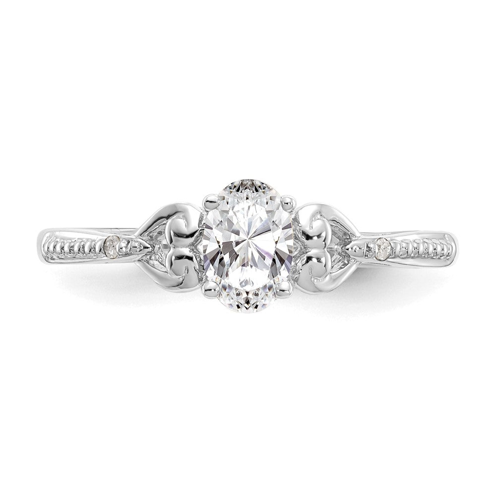 10k White Gold 6x4mm Oval April/ White Topaz and Diamond Ring