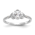 10k White Gold 6x4mm Oval April/ White Topaz and Diamond Ring