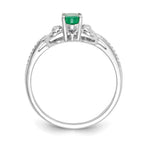 10k White Gold 6x4mm Oval May/ Emerald and Diamond Ring