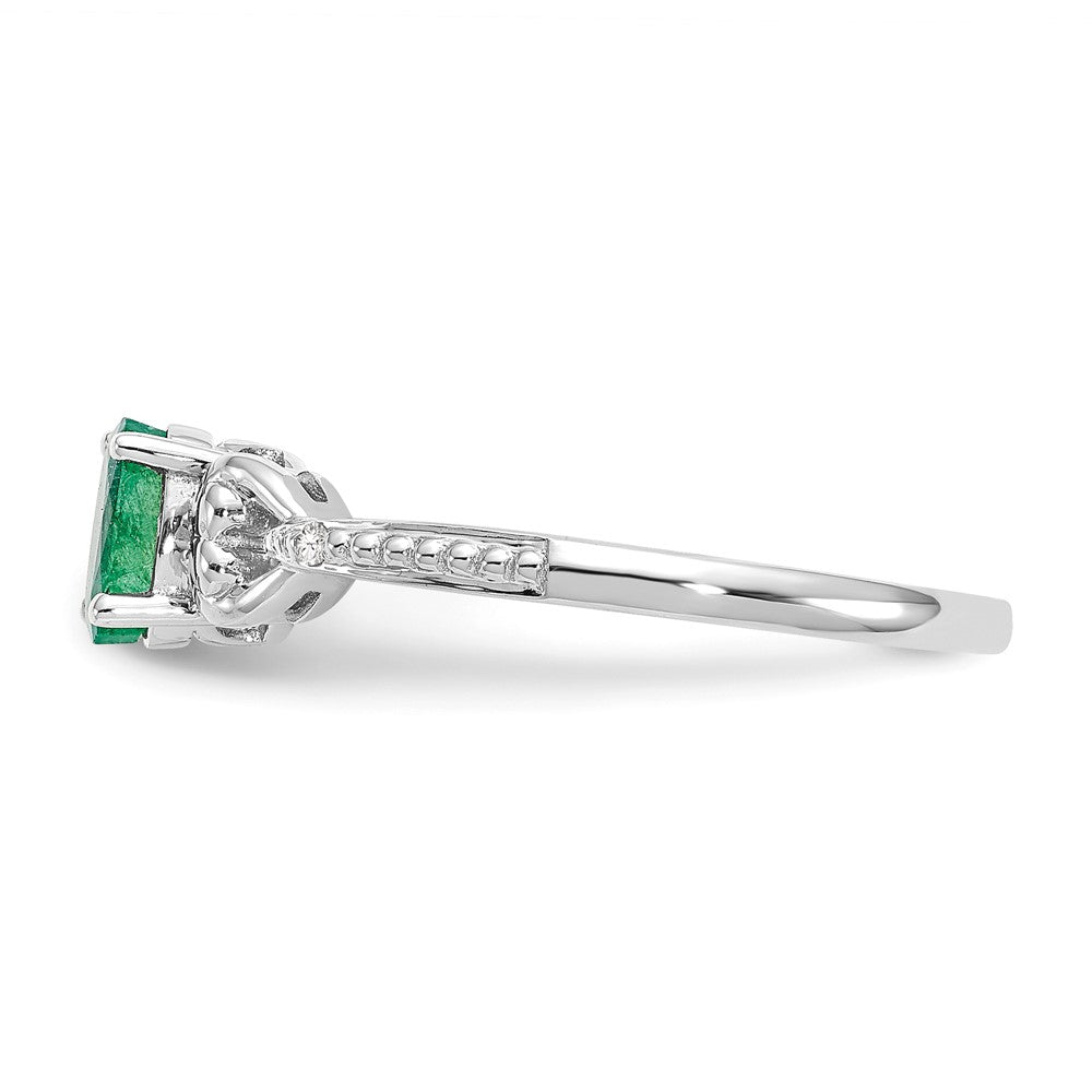 10k White Gold 6x4mm Oval May/ Emerald and Diamond Ring
