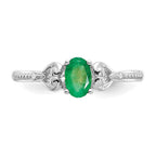10k White Gold 6x4mm Oval May/ Emerald and Diamond Ring