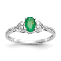 10k White Gold 6x4mm Oval May/ Emerald and Diamond Ring