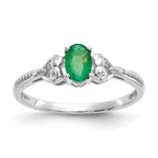 10k White Gold 6x4mm Oval May/ Emerald and Diamond Ring